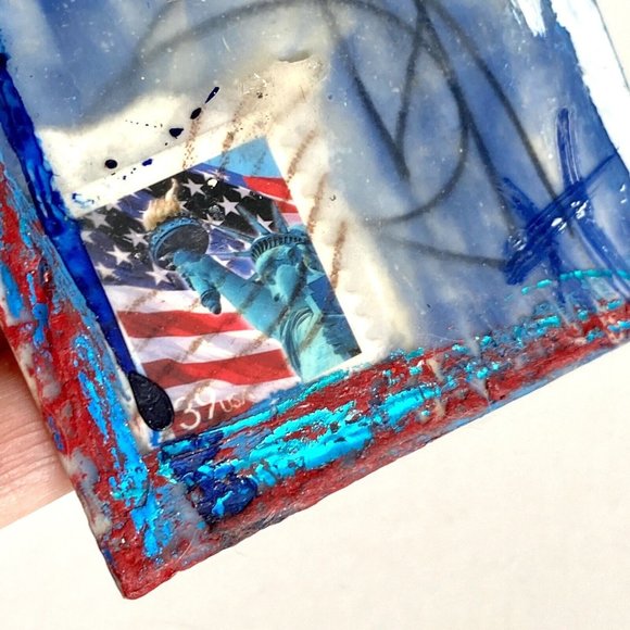 ATC ACEO Original 'Liberty's Whisper' Encaustic Wax Paint Tristina Elmes - Picture 4 of 7